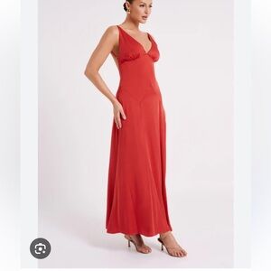 NWT Kamala red satin meshki dress